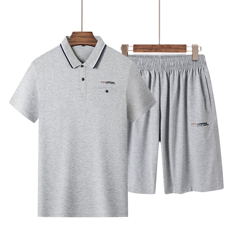 夏季男运动套装休闲透气中老年冰丝抗菌两件套晨练服爸爸男装,男装休闲套装,钱塘6003（原4033）