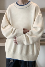 控78假两件毛衣男大码加绒针织衫男毛线衣M80099-P55加绒P70，男装针织衫/毛衣，电商A040