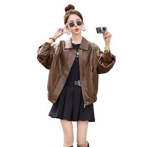 海宁皮衣女2025年新款仿绵羊皮高端机车皮夹克短款外套休闲图片