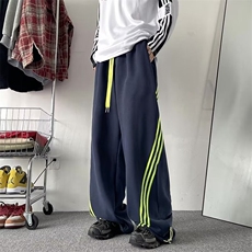 美式复古条纹抽绳休闲裤男春季新款高街潮流小众长裤K7641-P40，男装休闲裤，星座512-3