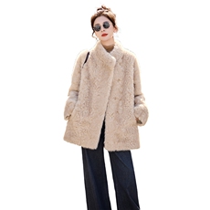 立领毛毛蛋白皮内胆外套，女装皮草，采品优优