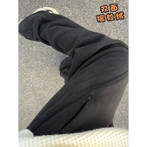 300g舒适双面摇粒绒男宽松斜切口袋拉链休闲裤K24089-特P33控65图片
