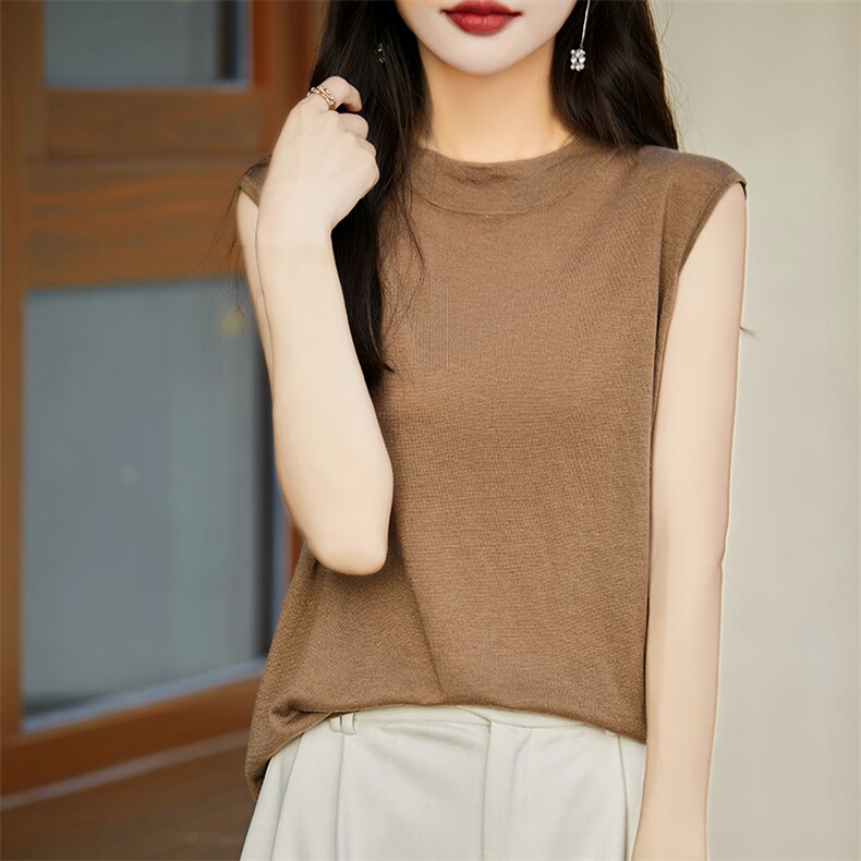 2025年夏季不连帽无袖时尚百搭通勤休闲短袖，女装T恤，森墨