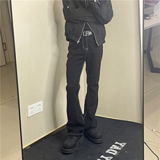 <自拍图>美式复古飘带微喇叭裤男高街显瘦修身牛仔裤Y9147-P48，男装牛仔裤，星座1109-4