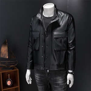 新款皮衣皮夹克机车服防风防水防油309B-3--8702-P80图片