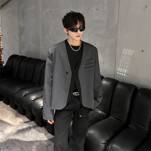 现货  短款设计拼色潮男单品单粒扣小西装  A071-4009-P98图片