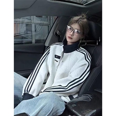 网图现货藏青色美式撞色翻领秋冬运动外套W023特P50，女装短外套，星座205-3