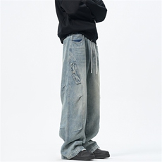 主推【S-4XL】现货！牛仔裤男水洗直筒工装裤A080-8208-P65控88，男装牛仔裤，电商A080