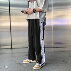 2023夏季高街ins条纹排扣全开休闲裤百搭宽松九分阔腿裤K887-P30，男装休闲裤，星座512-2