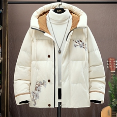 风加厚棉衣男休闲青年刺绣连帽棉衣百搭棉服外套MY8753-P98，男装棉衣，星座310B-3