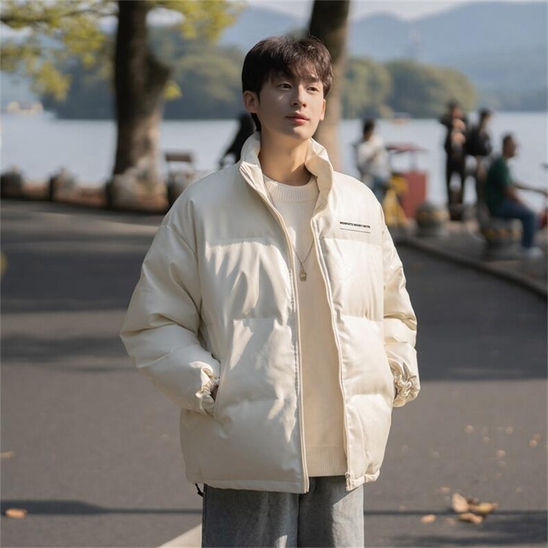 冬季新款港风休闲加厚保暖立领宽松PU皮羽皮衣加厚棉衣M8858，男装皮衣，星座1116A-1（原606A）