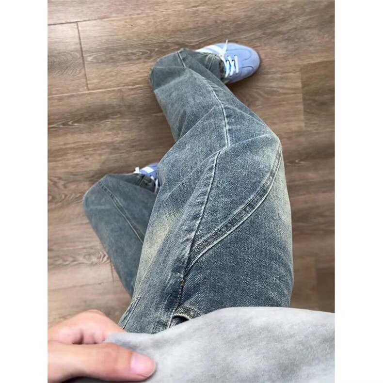 牛仔裤男款美式高街vibe裤子潮工装复古修身直筒牛仔裤网图NTG53,男装牛仔裤,星座302B