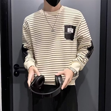 春秋季新款男士条纹卫衣宽松帅气长袖体恤圆领男上衣WY01-P40，男装T恤，星座208-5