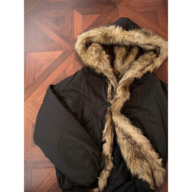 高级大毛领连帽座山雕棉服男冬季加厚保暖工装派克服棉袄，男装棉衣，星座506A