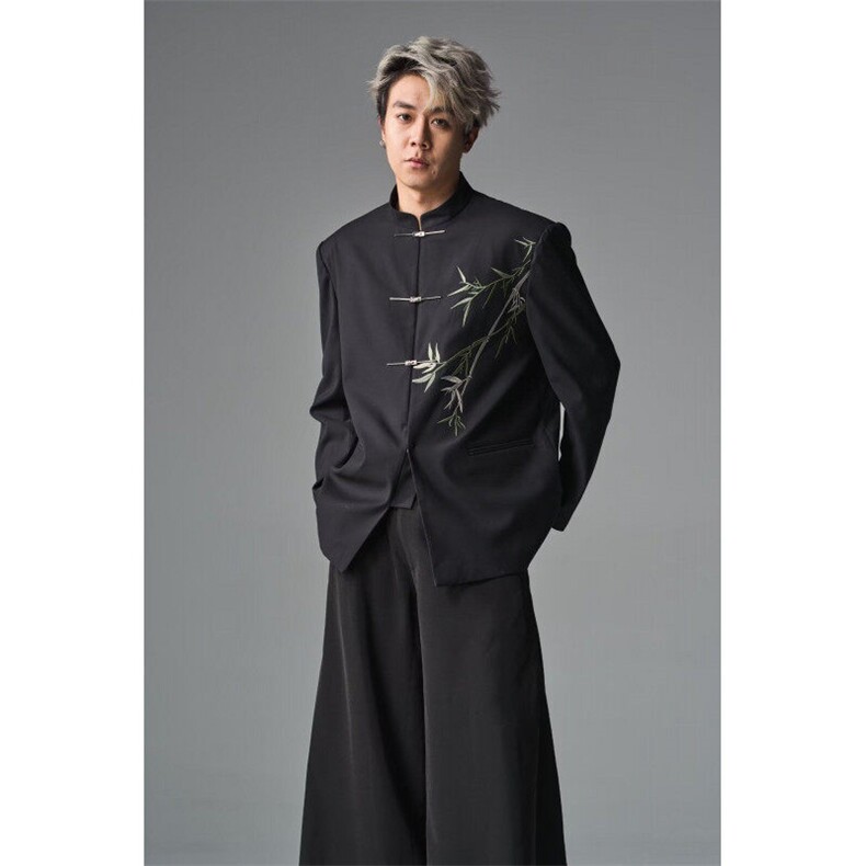 W9277-P63网图现货春季新款新中式立领西服结婚垫肩风外套,男装西服,星座1608-2
