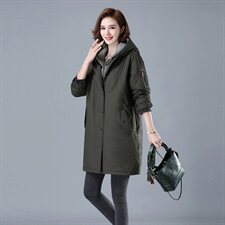 2023年冬棉服中长款加厚加棉保暖中长款3528款纯色连帽，女装棉衣/棉服，秋牧寒烟