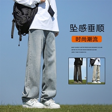 2024新款牛仔裤男宽松阔腿直筒休闲裤子美式潮牌长裤K870-特批-40，男装牛仔裤，星座718-1