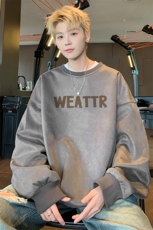 ！2024秋冬新款男士麂皮绒卫衣学生圆领长袖T恤WYJP108特P35，男装T恤，电商B220