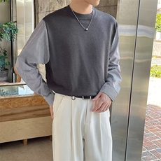 新款男士拼接条纹长袖套头针织毛衣修身弹力百搭休闲上衣男B48，男装针织衫/毛衣，星座1116A-2（原606A-1）