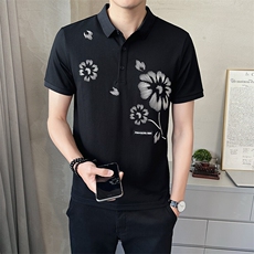 男装Polo衫翻领短袖印花透气2025新款短袖t恤C317-1855-P55，男装T恤，电商C317