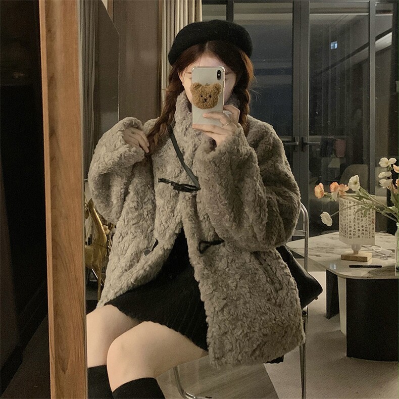 C931-P125韩系羊羔毛小香风新款女秋冬洋气牛角扣加绒加厚棉服,男装棉衣,星座911-2(原星座613-2）