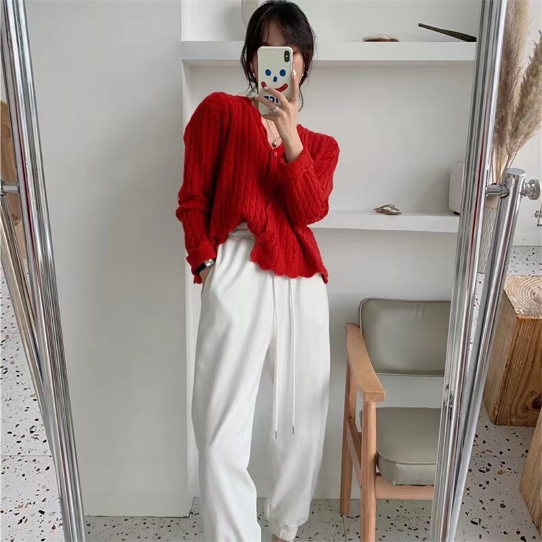 秋季新款舒适显瘦时尚百搭荷叶边针织开衫,女装羊毛衫,恒恩羊绒