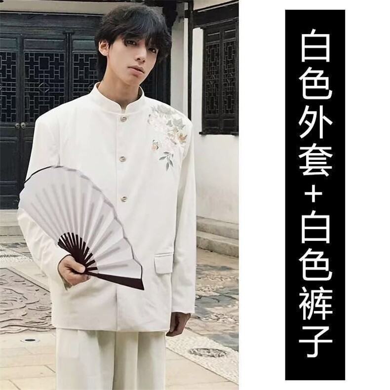 刺绣中山装慵懒新款ins原宿气质百搭潮流简约文艺流行时尚-XY95,男装民族服装,星座601-1