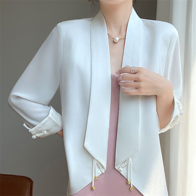 披肩小个子宽松百搭西装上衣短款真丝外套女，女装西装，暖习羊绒