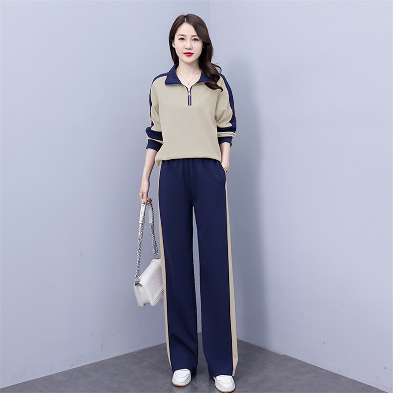 时尚春季女装休闲运动套装显瘦宽松舒适两件套百搭潮流设计,女装套装/套裙,凝聚力