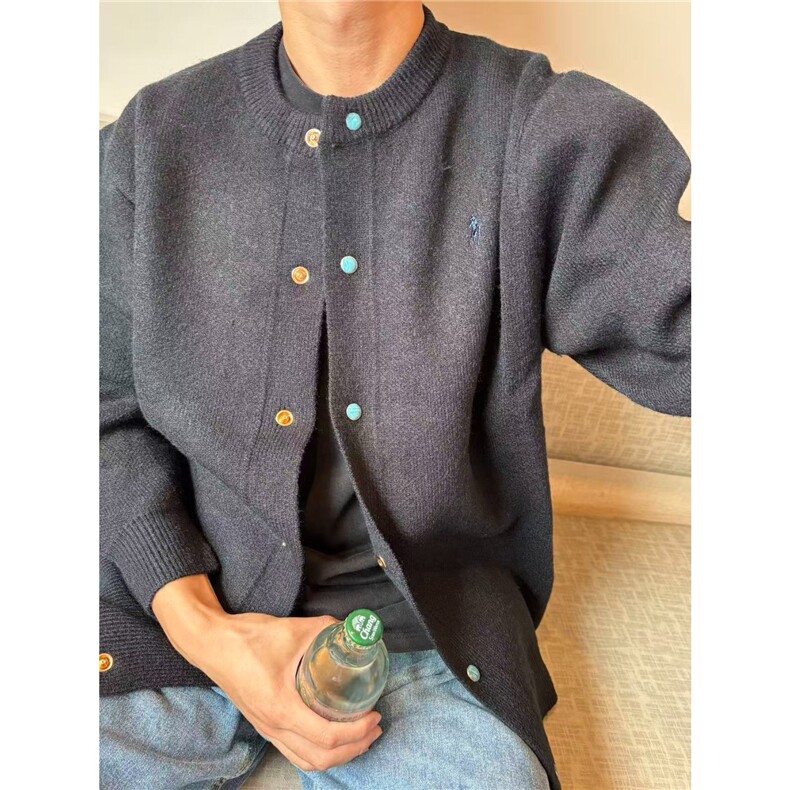 绿松石棒球服外套男春秋季2025新款简约针织开衫夹克男春装上衣潮,男装夹克,星座813-2