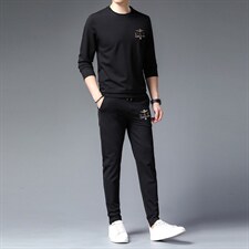 运动套装男秋季男士宽松休闲圆领长袖裤子两件套SF8051-P135，男装休闲套装，星座1105-3
