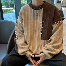 毛衣男秋冬季新款加厚毛线衣外套青年撞色慵懒风针织衫M5122-P50，男装针织衫/毛衣，星座1008-1