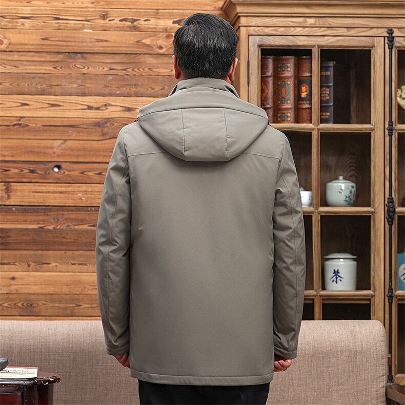 主推可拆卸帽内胆中老年羽绒服外套男短款爸爸装白鸭绒羽绒服大衣,男装羽绒服,钱塘723