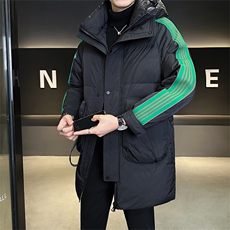 新标90绒店主风男士中长款连帽羽绒服外套895-P295(控券后388)，男装羽绒服，电商B328