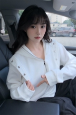 秋冬新款原创设计星星铆钉拉链连帽卫衣常规p75加绒p85，男装卫衣，电商B319