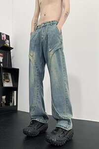 美式高街牛仔裤男 潮牌个性显高设计感休闲裤G6227/特P45图片