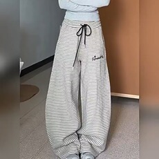 港风秋冬款男女休闲裤条纹字母刺绣阔腿宽松长裤h128P60，男装休闲裤，星座1013-1