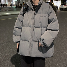 港风夜景冬款字母印花休闲立领棉服外套A247-MY2024特批65控98，男装棉衣，电商A247