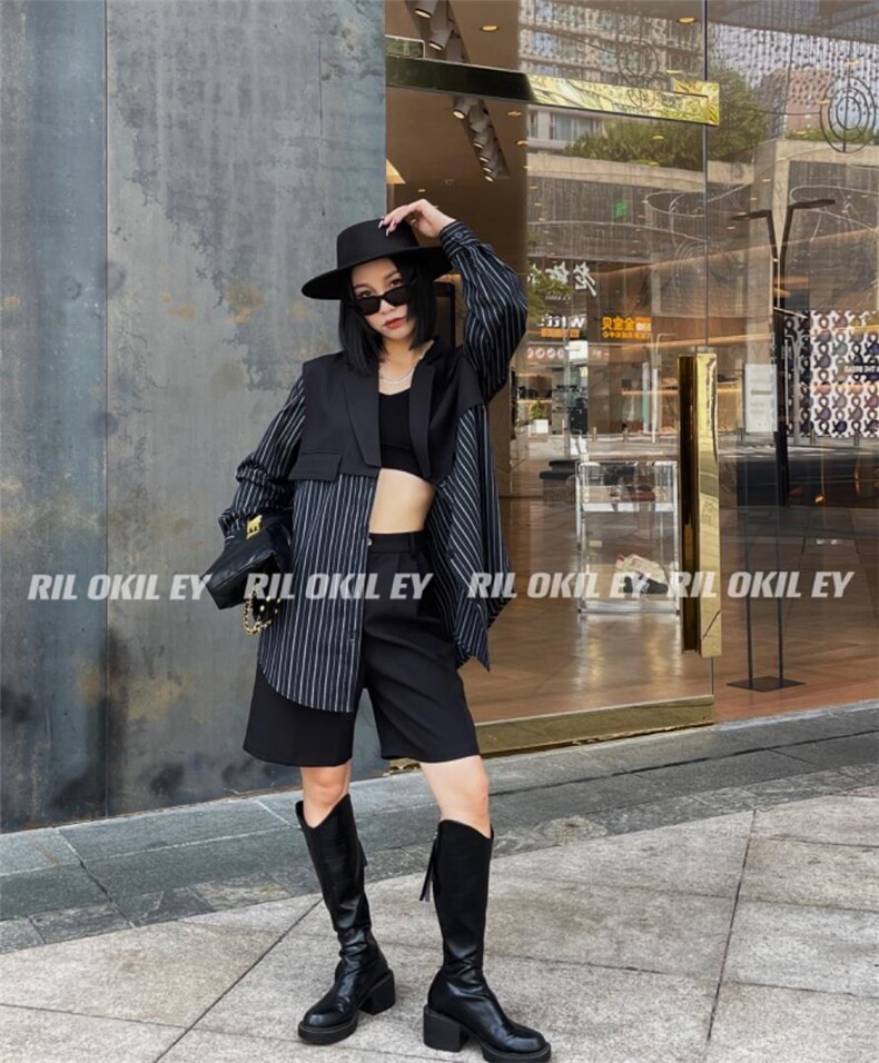 拼接假两件衬衫，女装衬衫，雷洛奇丽