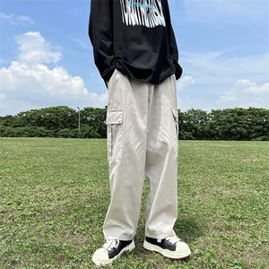 工装裤男潮牌ins春秋季抽绳束脚裤子男韩版G83P42图片