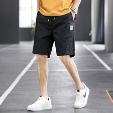 冰丝短裤男ins超火宽松休闲5分中裤夏季薄款潮流五分裤子Z106-P30，男装休闲裤，星座509