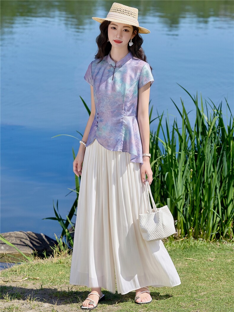 新中式时尚套装女2026夏气质上衣休闲裤两件套,女装套装/套裙,众宇琦