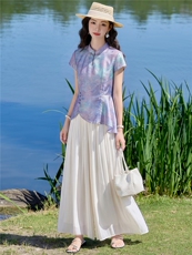 新中式时尚套装女2026夏气质上衣休闲裤两件套，女装套装/套裙，众宇琦