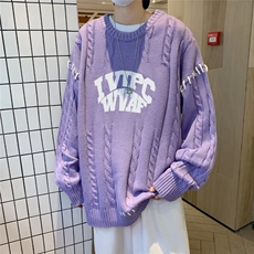情侣针织衫港风潮牌ins设计感毛衣秋冬季宽松男外套609P45，男装针织衫/毛衣，星座410-2