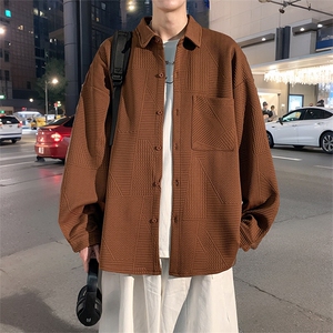 2025春季衬衫男新款港风宽松提花大码长袖衬衣CS023-P45(现货）图片