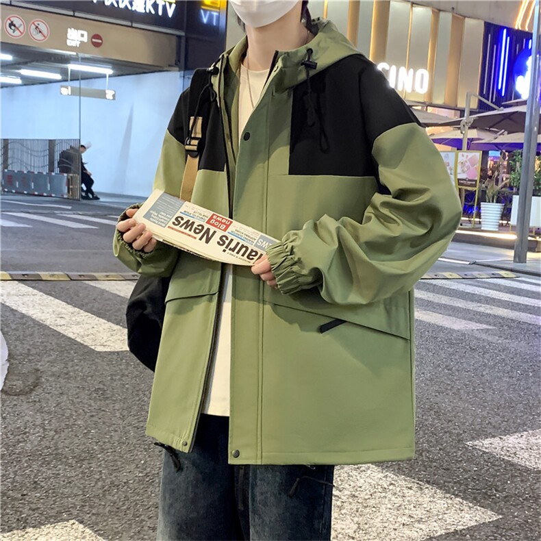 2026春秋款连帽拼接夹克男潮牌大码A436-D1203-小码P65-大码P70,男装夹克,电商A436