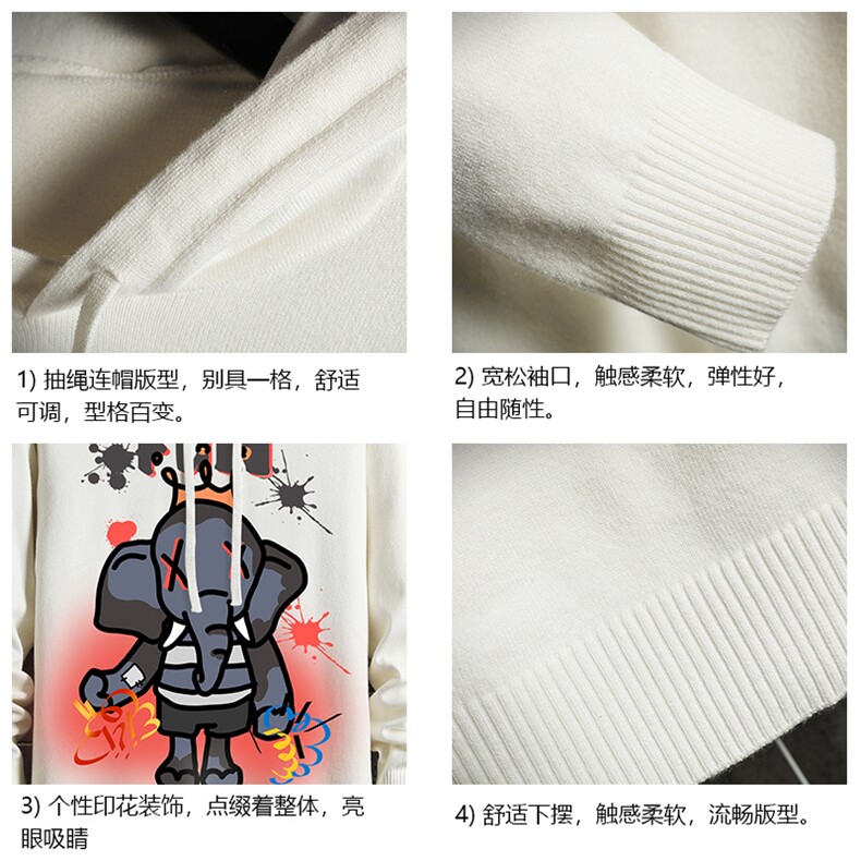 LM68221-P58加绒款-P68连帽毛衣男大码带帽针织衫男毛线衣网格,男装针织衫/毛衣,电商A040A