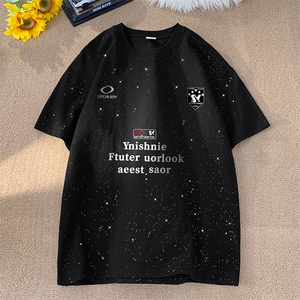 量大优供抖音视频 支持得物配合二开美式满天星亮片短袖T恤MTX276图片