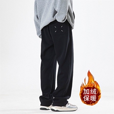美式重磅黑色卫裤男款春秋冬季加绒加厚宽松直筒大码男生休闲裤子，男装休闲裤，星座506A