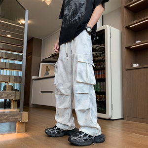 2025小众扎染脏脏休闲裤男宽松直筒垂感长裤24XK66790-特批40图片